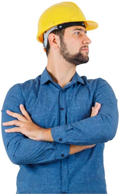 a landscaping expert is seeing on his left side